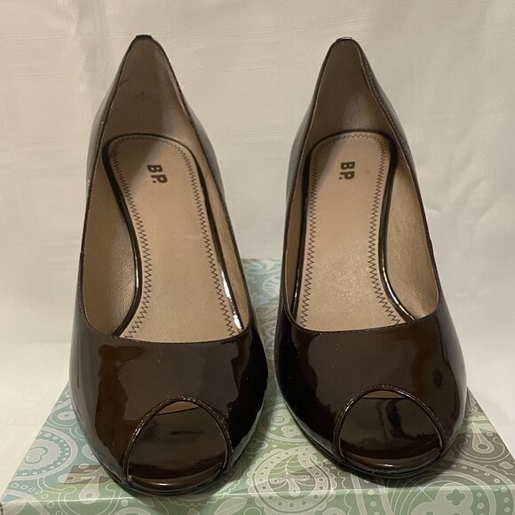 Nordstrom Womens, Heels, Leather, Peekaboo Toe, Brown, Size 9N - Picture 4 of 5